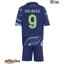 Camiseta Ajax Kasper Dolberg #9 Visitante Equipación para niños 2025-26 manga corta (+ pantalones cortos)